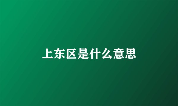 上东区是什么意思