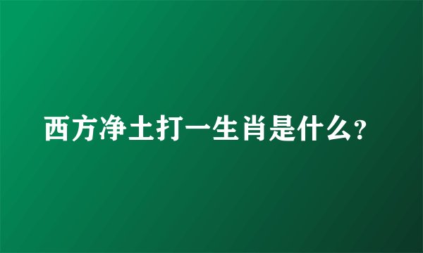 西方净土打一生肖是什么？