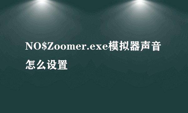 NO$Zoomer.exe模拟器声音怎么设置