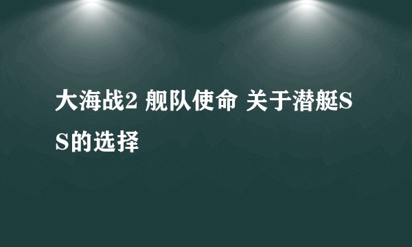 大海战2 舰队使命 关于潜艇SS的选择