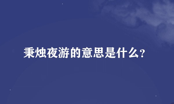 秉烛夜游的意思是什么？