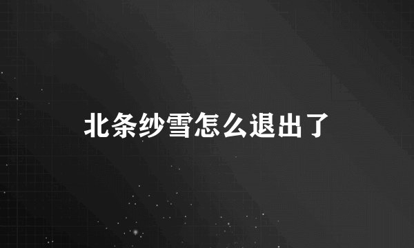 北条纱雪怎么退出了