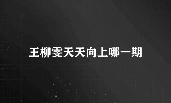 王柳雯天天向上哪一期