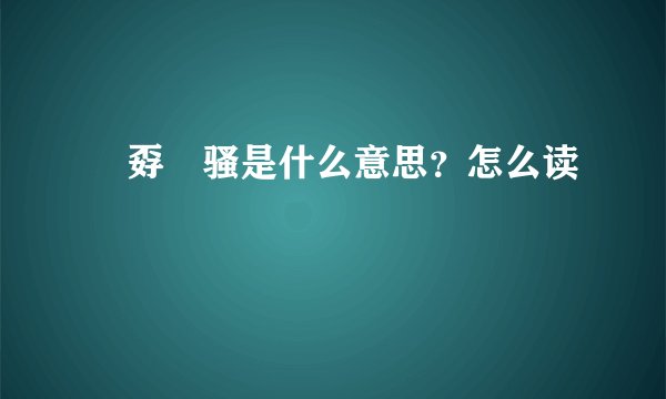 巭孬嫑骚是什么意思？怎么读