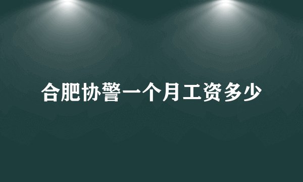 合肥协警一个月工资多少