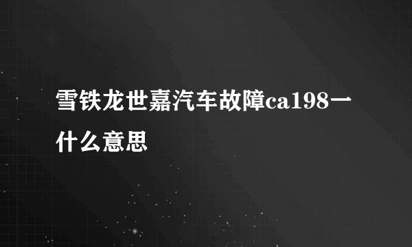 雪铁龙世嘉汽车故障ca198一什么意思
