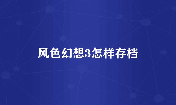 风色幻想3怎样存档