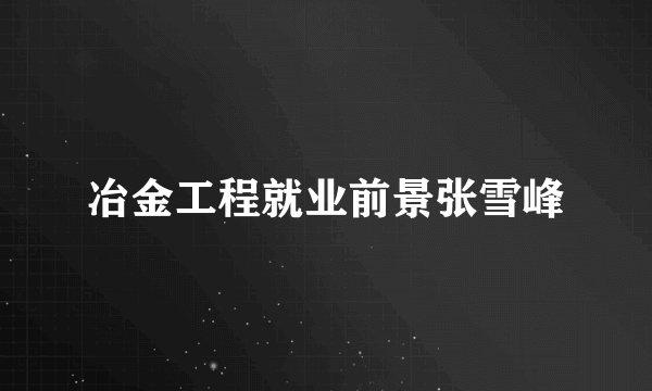 冶金工程就业前景张雪峰