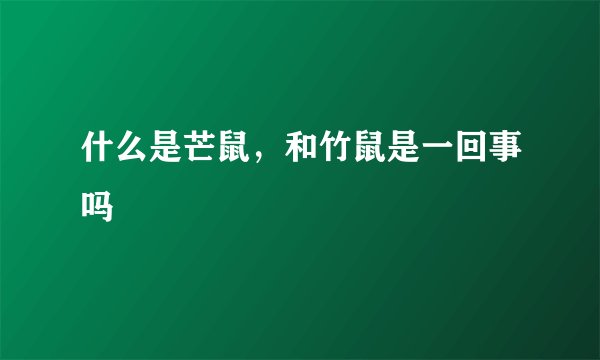 什么是芒鼠，和竹鼠是一回事吗