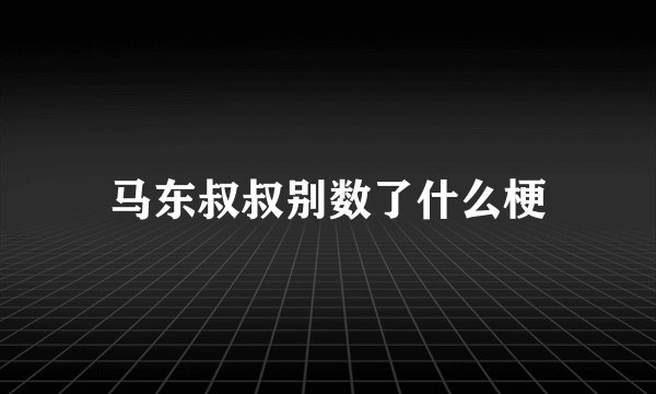 马东叔叔别数了什么梗