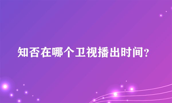 知否在哪个卫视播出时间？