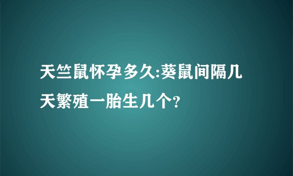 天竺鼠怀孕多久:葵鼠间隔几天繁殖一胎生几个？