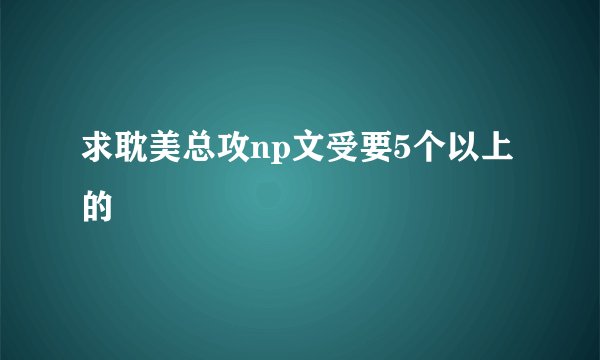 求耽美总攻np文受要5个以上的