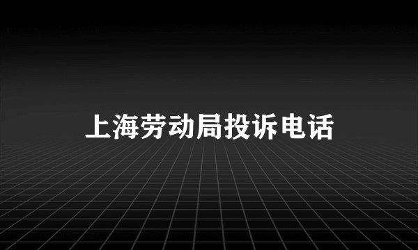 上海劳动局投诉电话