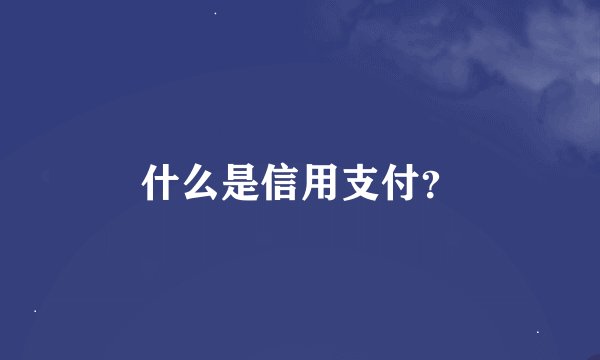 什么是信用支付？