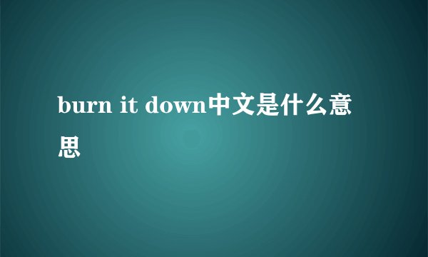 burn it down中文是什么意思