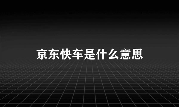 京东快车是什么意思
