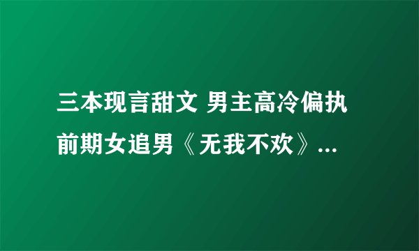 三本现言甜文 男主高冷偏执 前期女追男《无我不欢》《他如风掠境》