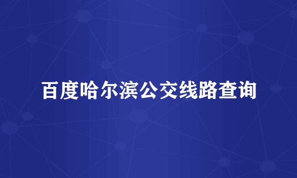 百度哈尔滨公交线路查询