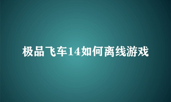 极品飞车14如何离线游戏