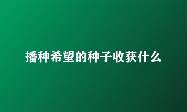 播种希望的种子收获什么