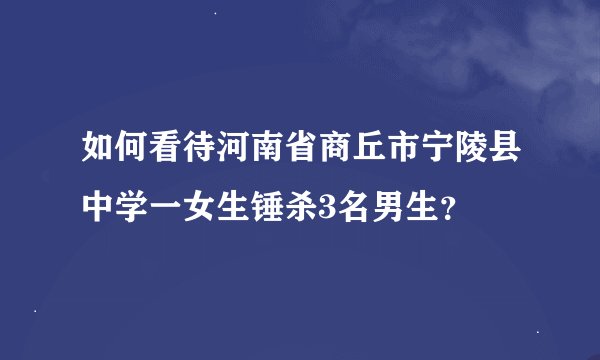 如何看待河南省商丘市宁陵县中学一女生锤杀3名男生？