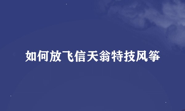 如何放飞信天翁特技风筝