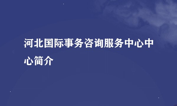 河北国际事务咨询服务中心中心简介