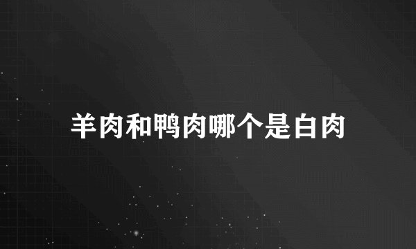 羊肉和鸭肉哪个是白肉