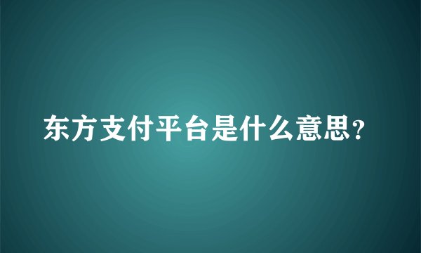 东方支付平台是什么意思？