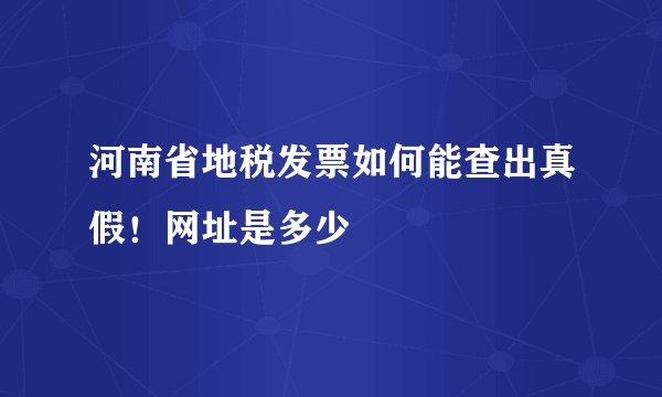 河南省地税发票如何能查出真假！网址是多少