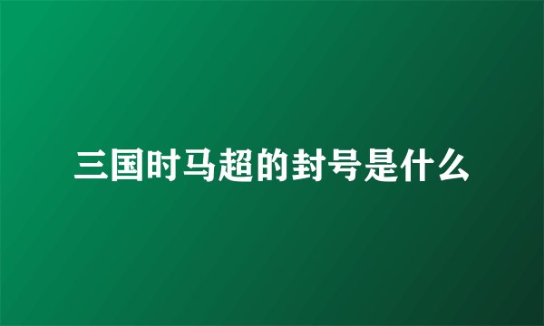三国时马超的封号是什么
