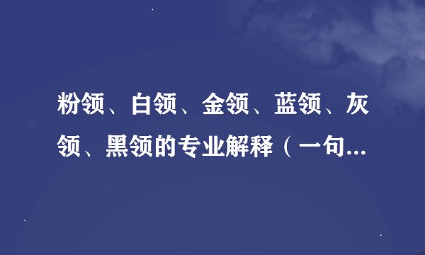 粉领、白领、金领、蓝领、灰领、黑领的专业解释（一句话概括），除了这些还有什么领？