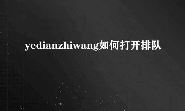 yedianzhiwang如何打开排队