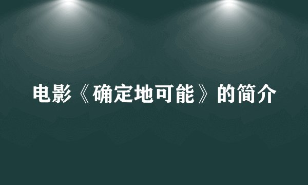 电影《确定地可能》的简介