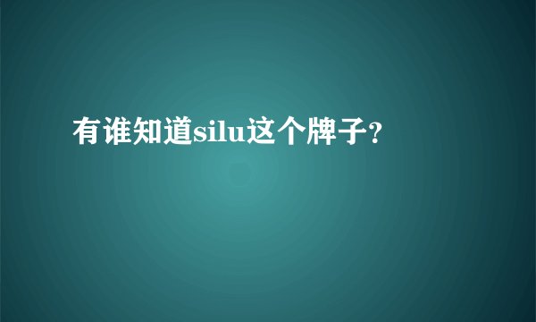 有谁知道silu这个牌子？