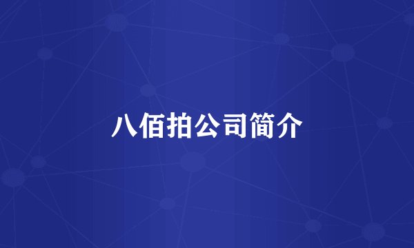 八佰拍公司简介