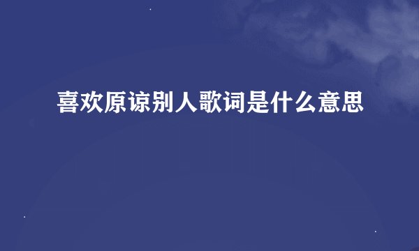 喜欢原谅别人歌词是什么意思