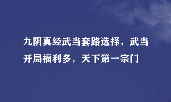 九阴真经武当套路选择，武当开局福利多，天下第一宗门