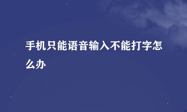 手机只能语音输入不能打字怎么办