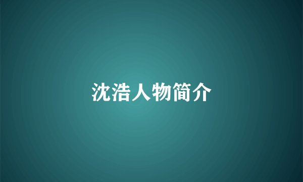 沈浩人物简介