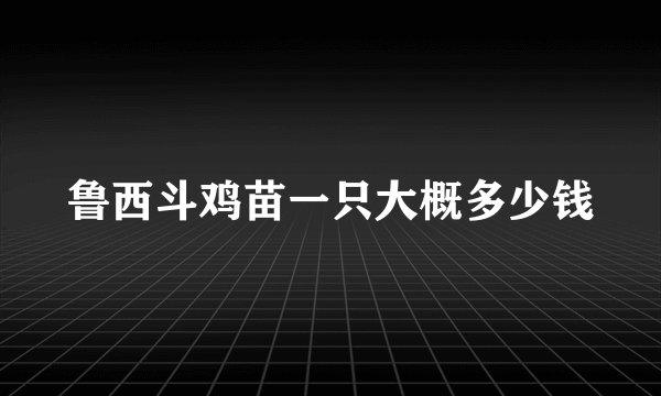 鲁西斗鸡苗一只大概多少钱