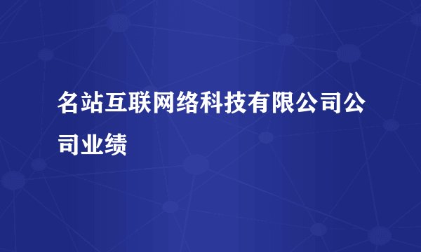 名站互联网络科技有限公司公司业绩