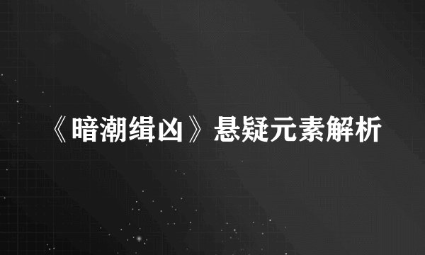 《暗潮缉凶》悬疑元素解析