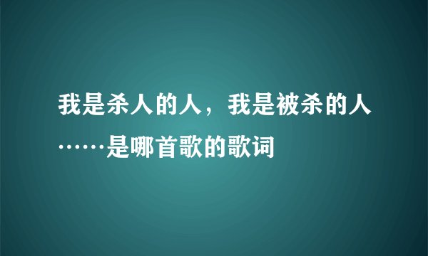 我是杀人的人，我是被杀的人……是哪首歌的歌词