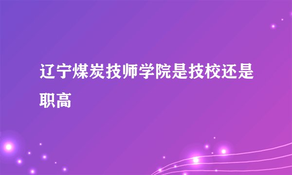 辽宁煤炭技师学院是技校还是职高