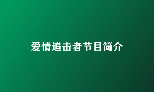 爱情追击者节目简介