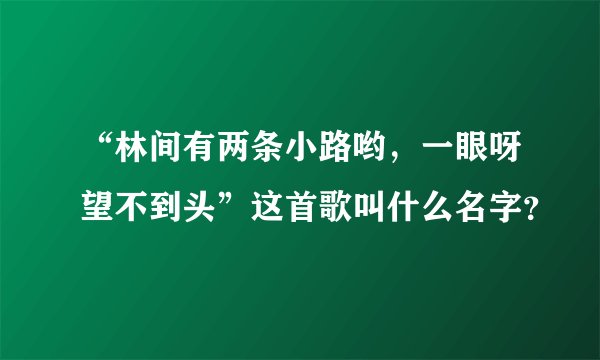 “林间有两条小路哟，一眼呀望不到头”这首歌叫什么名字？