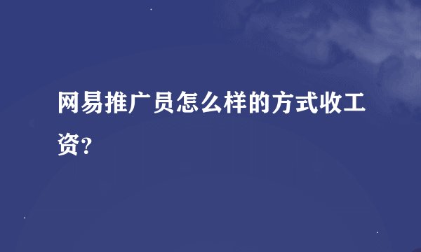 网易推广员怎么样的方式收工资？