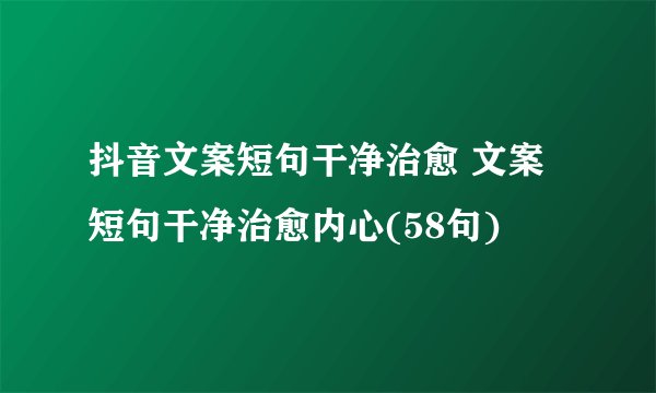 抖音文案短句干净治愈 文案短句干净治愈内心(58句)